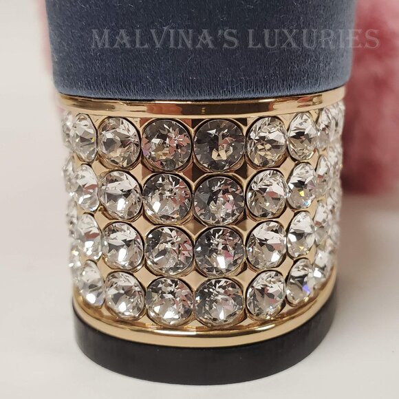 GUCCI SHOES CANDY SATIN AND FAUX FUR MULES CRYSTAL HEEL sz IT 35.5 US 5.5 - Picture 12 of 16